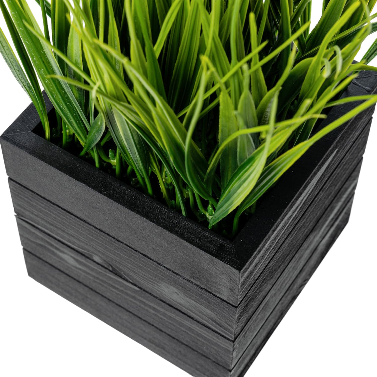 MyGift Artificial Green Grass Plants in Vintage Black Wood 4 - MyGift Official Imagery - 7