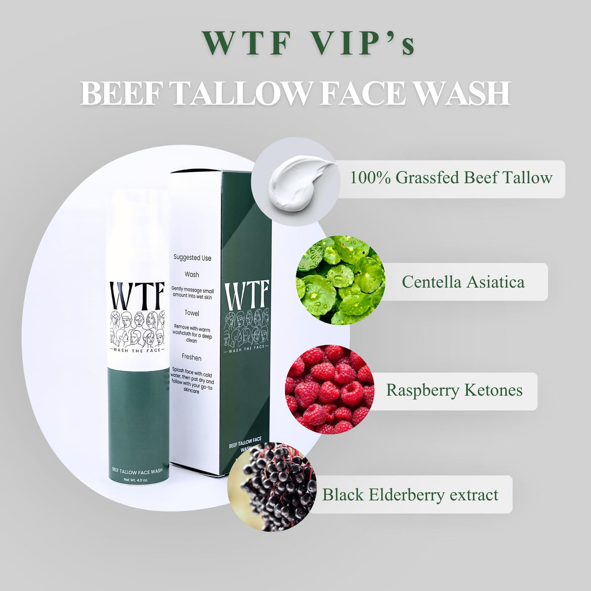 Beef Tallow Face Wash Grass Fed Gentle Moisturizing Cleanser - WTF - Wash The Face Official Imagery - 3