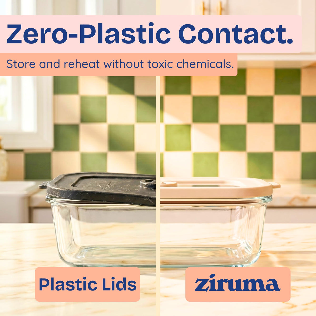 Non Toxic Glass Food Containers with Lids 4 Pack Multi Size - Ziruma Official Imagery - 4