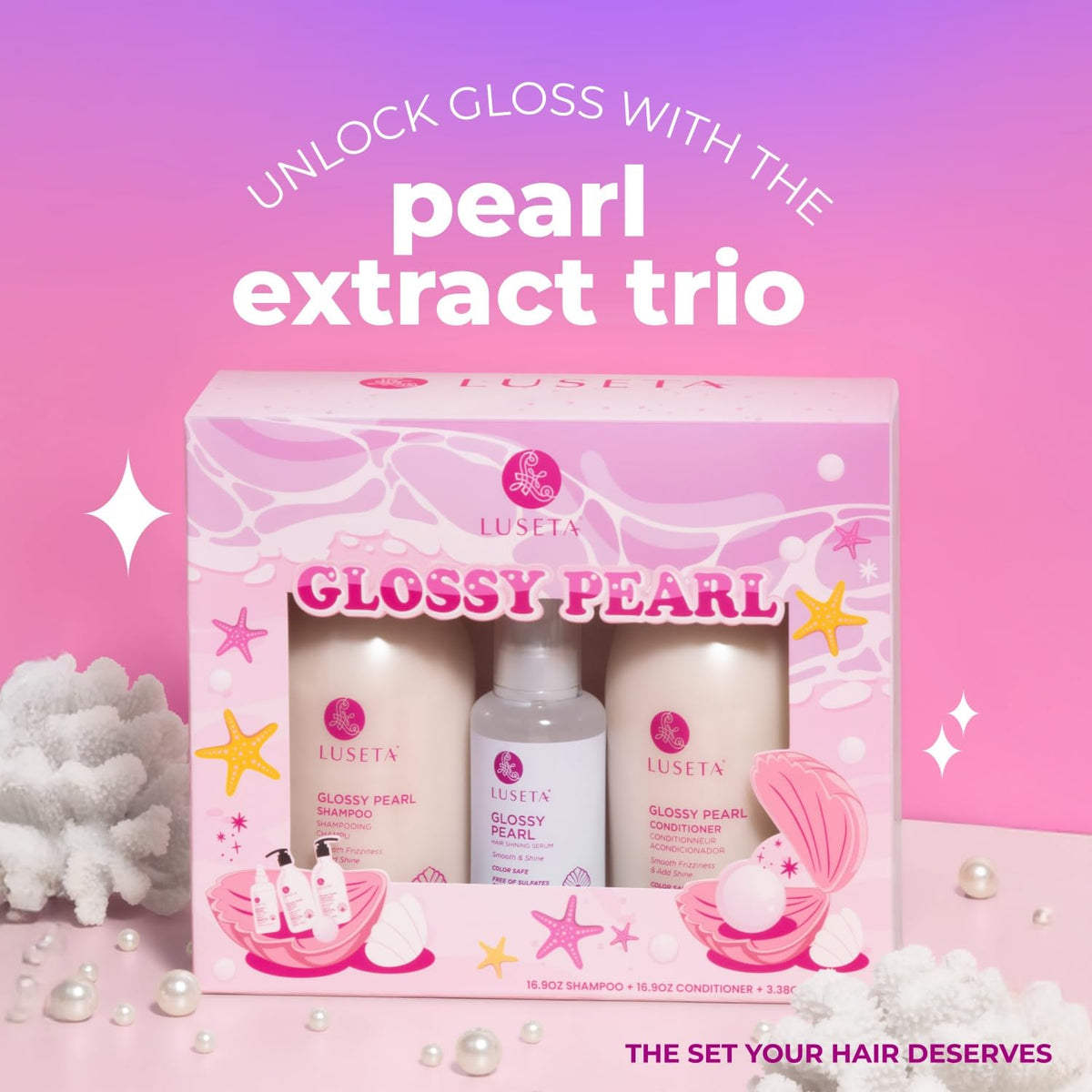 Luseta Glossy Pearl Hair Care Set Smooth Shine for Dull Hair - L LUSETA Official Imagery - 4