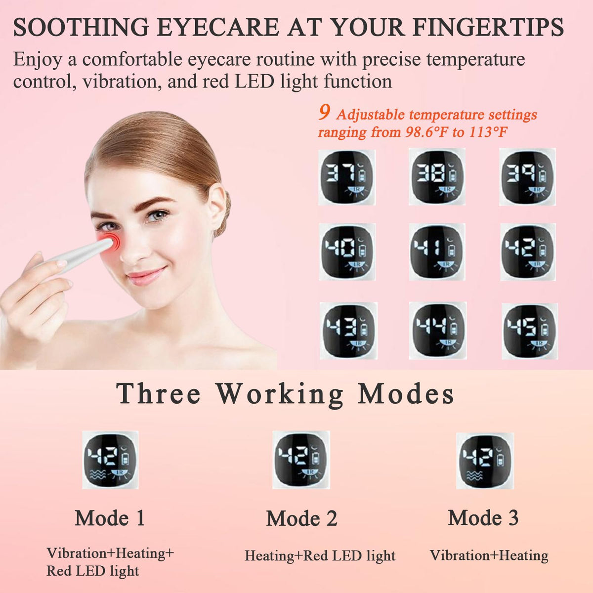 Heated Eye Wand 3 in 1 Vibrating Eye Lift Wand White - Vowleike Official Imagery - 4