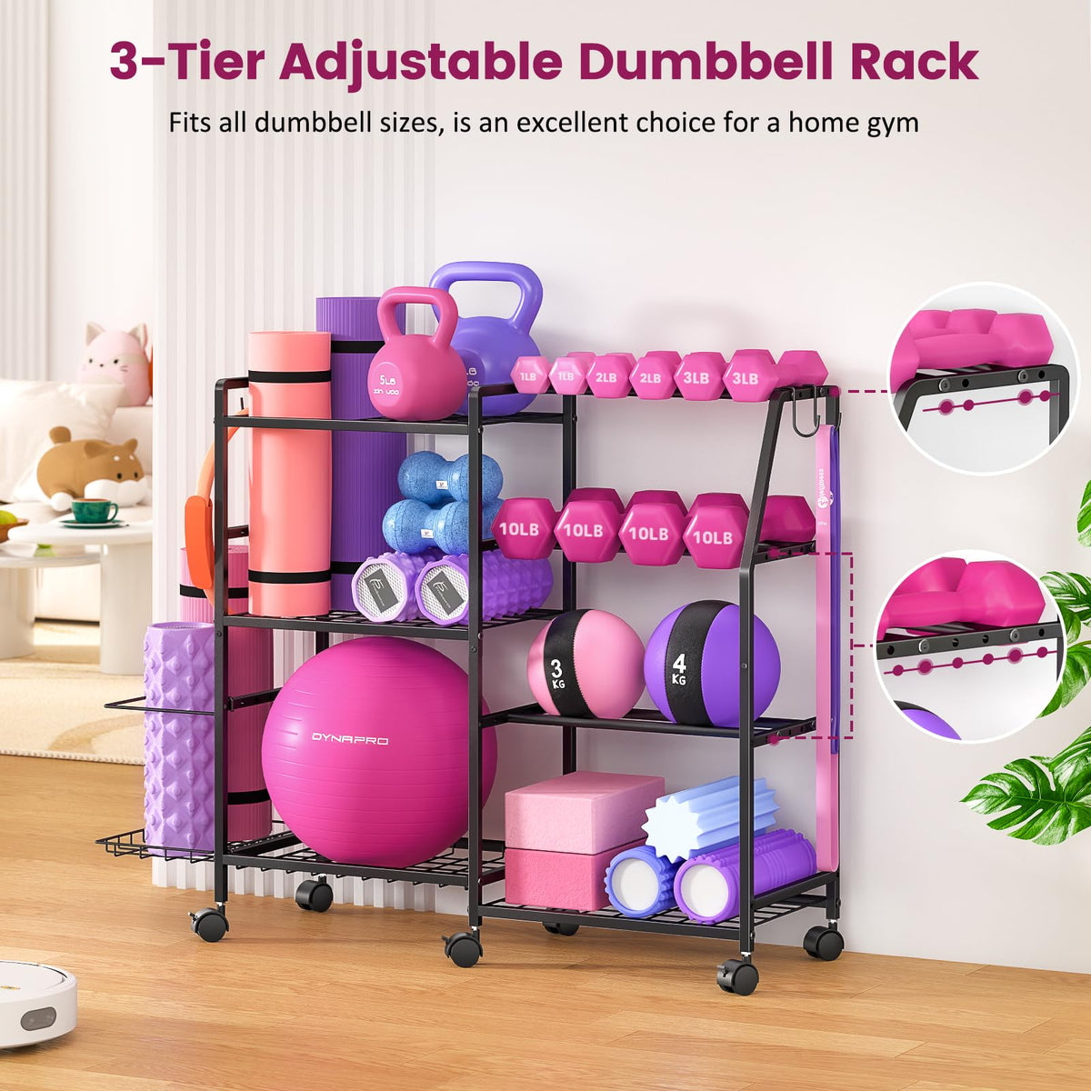Dumbbell Rack Weight Rack for Home Gym Yoga Mat Storage Rack - 3IngSeagulls Official Imagery - 6