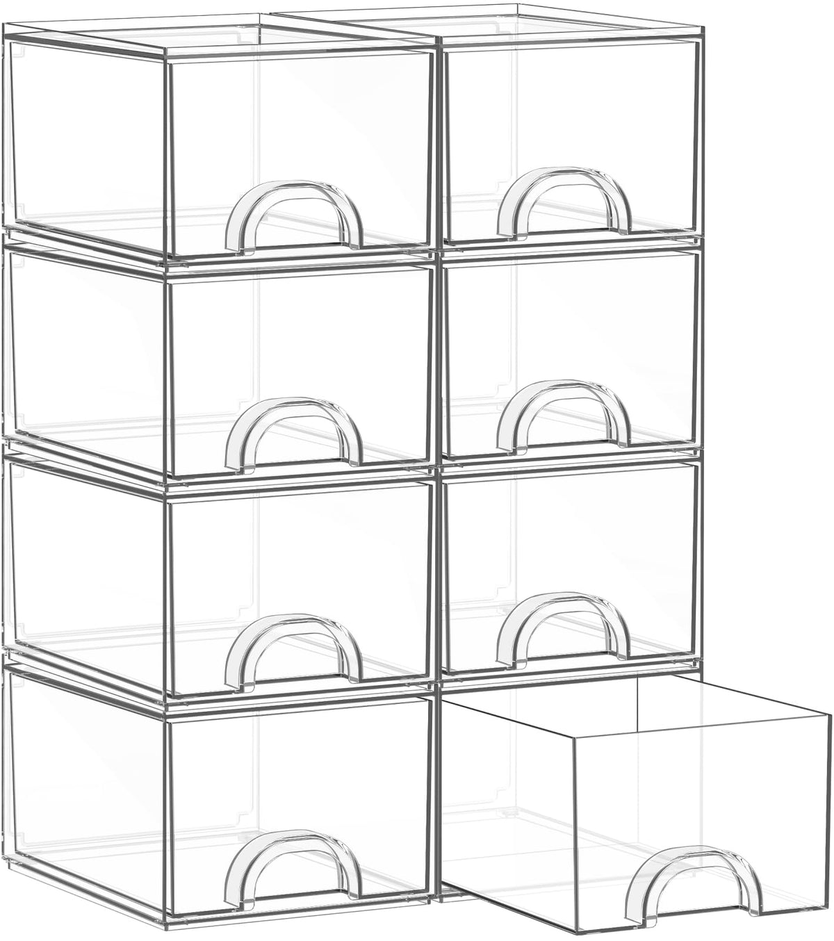 8 Pack Small Clear Stackable Acrylic Storage Boxes Drawers - zeawec Official Imagery - 2