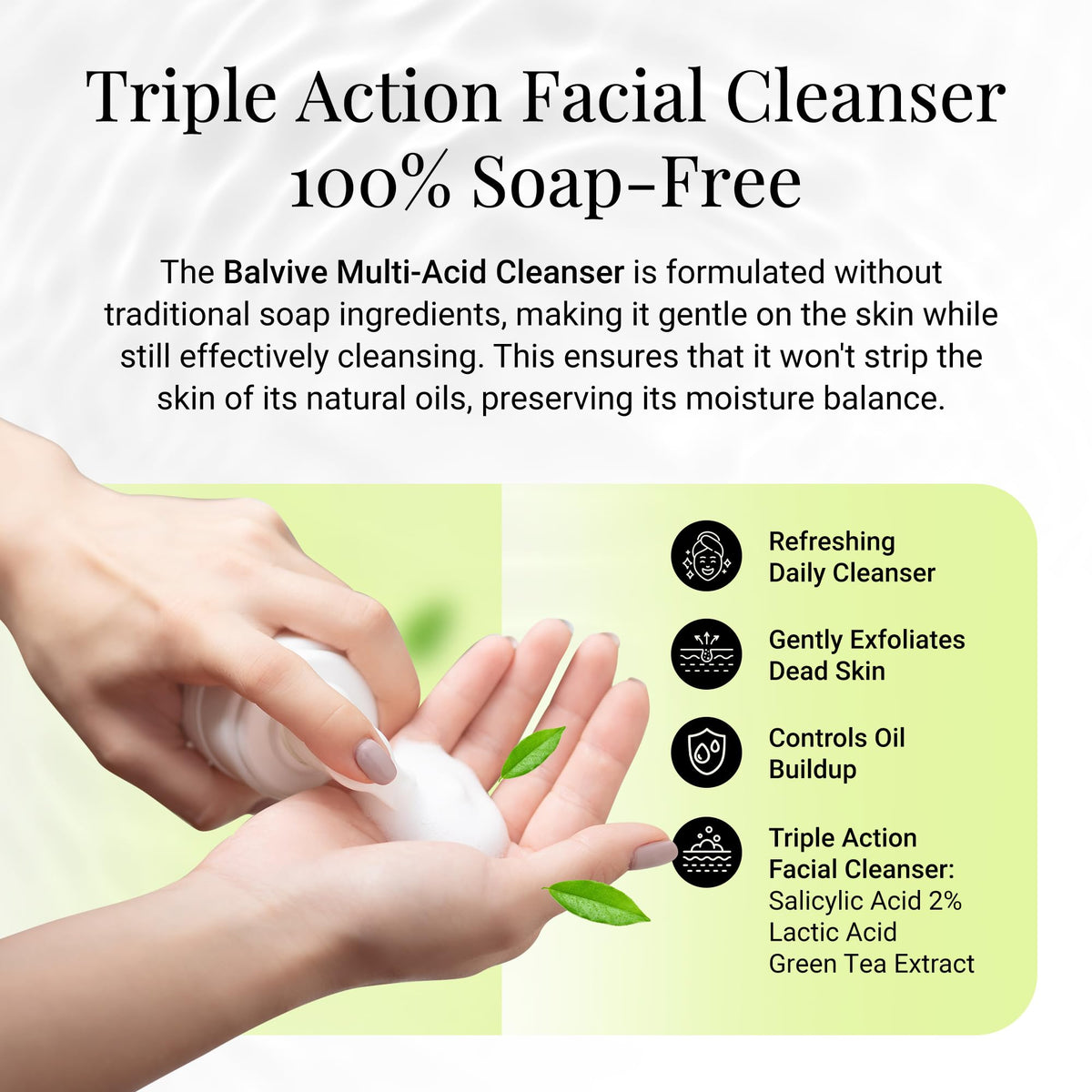 Foaming Facial Cleanser with Salicylic Acid Glycolic Acid - BALVIVE Official Imagery - 5