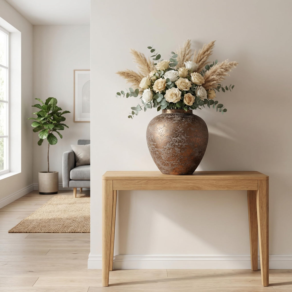 Flower Vase for Home Decor 11 4 Large Metal Vase Round for - Arborus Official Imagery - 7