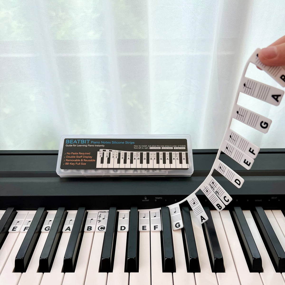 BEATBIT Piano Note Guide for Beginners Removable Black – Black, Classic