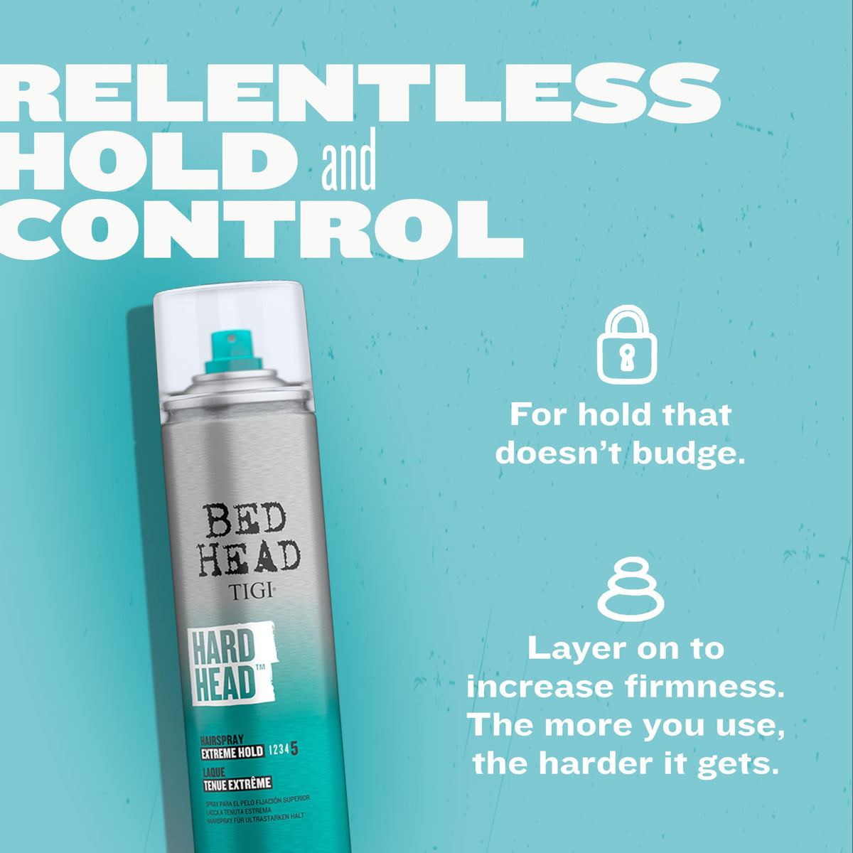 TIGI Bed Head Hard Head Hair Spray Extra Strong Hold for All – packaging and label