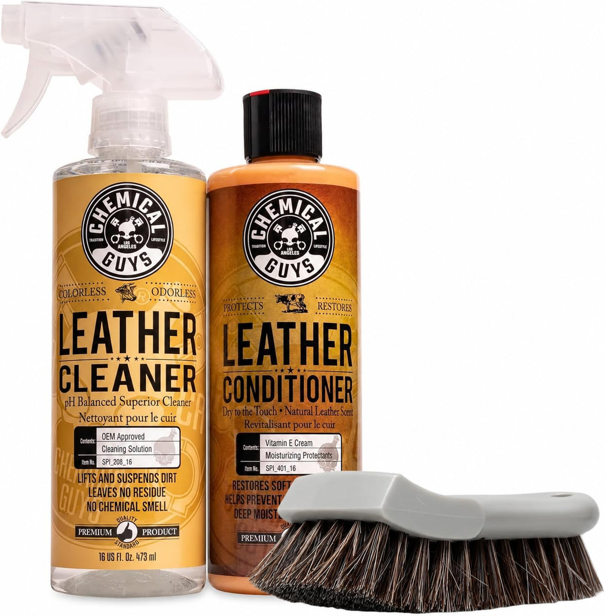 Chemical Guys Leather Cleaner and Conditioner Kit with Brush - Chemical Guys Official Imagery - 1