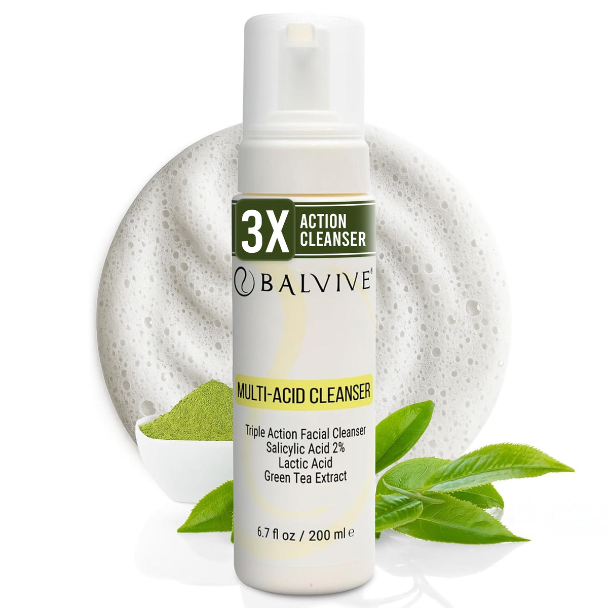 Foaming Facial Cleanser with Salicylic Acid Glycolic Acid - BALVIVE Official Imagery - 2
