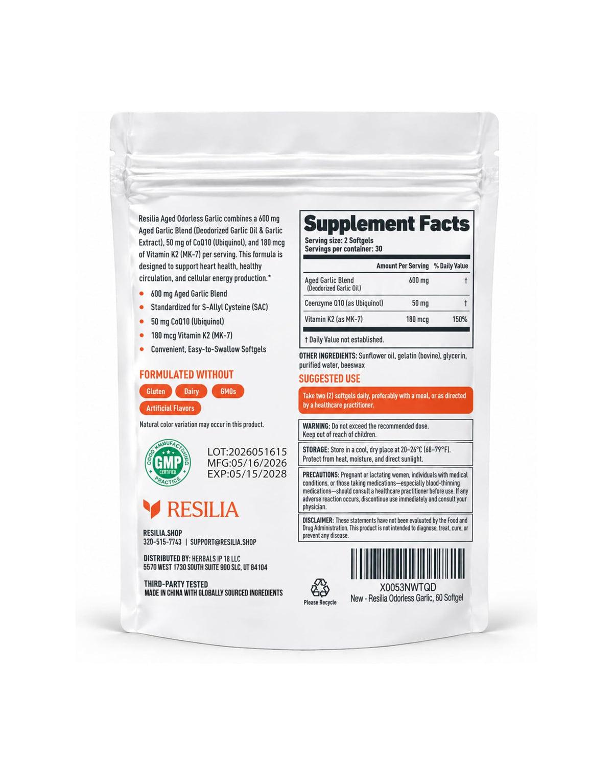 Resilia Odorless Aged Garlic Softgels - Resilia Oil Of Oregano Official Imagery - 3
