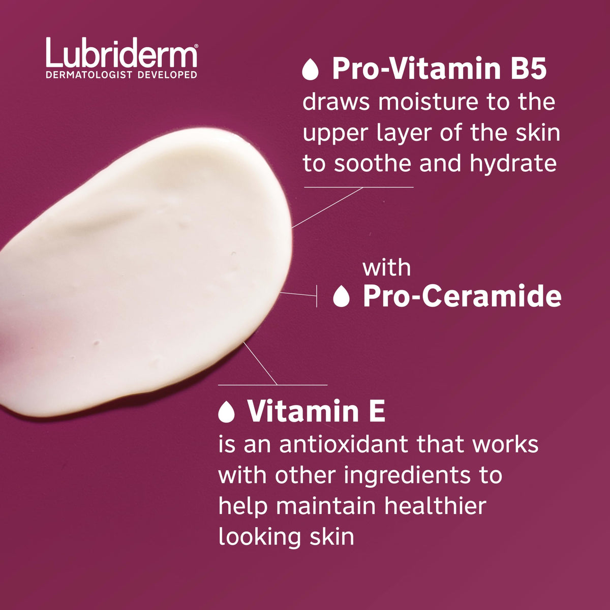 Lubriderm Advanced Therapy Hand Body Lotion Fragrance Free – back view and specifications