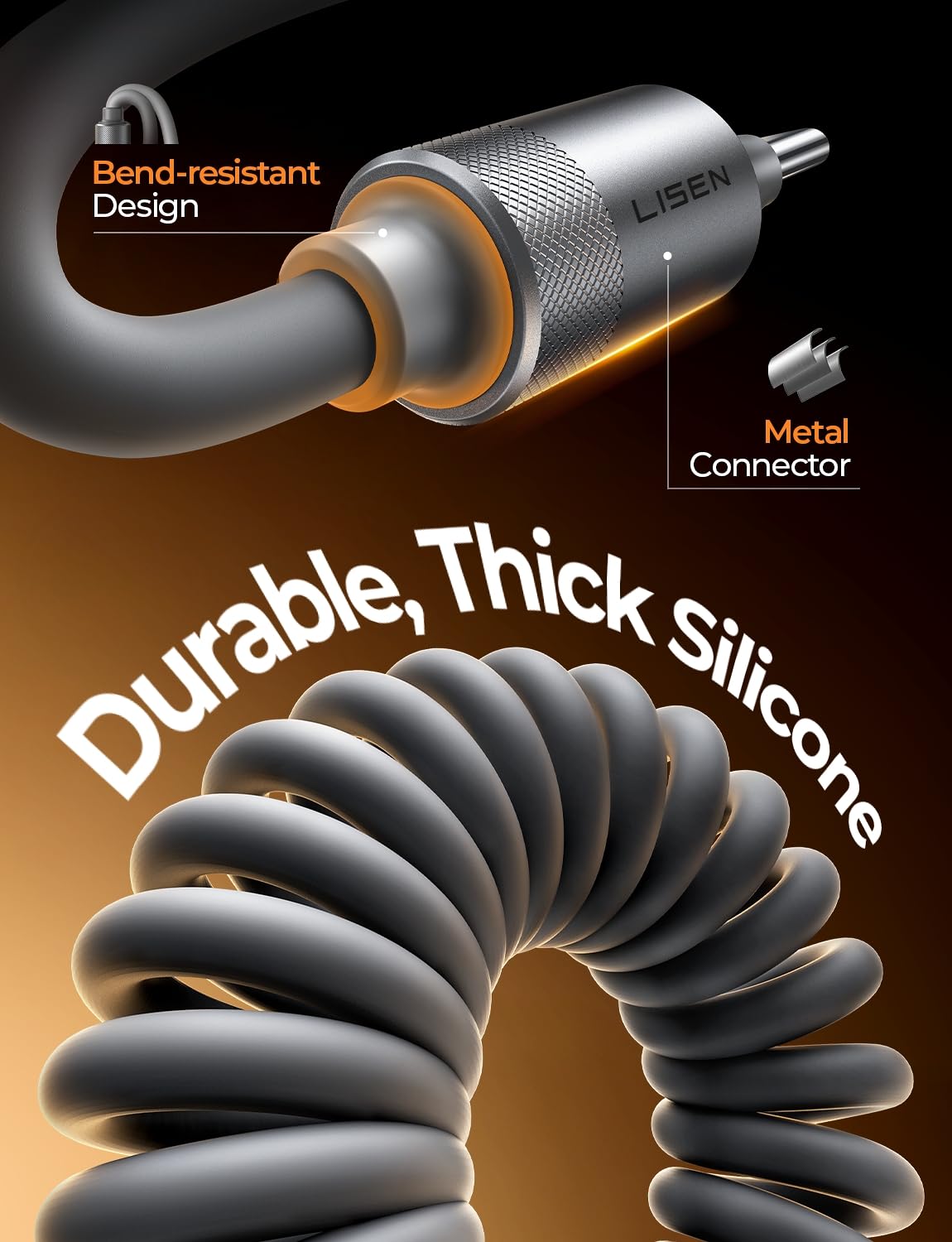 LISEN Coiled USB C Cable USB A to USB C Cable 2 Pack Type C – packaging and label