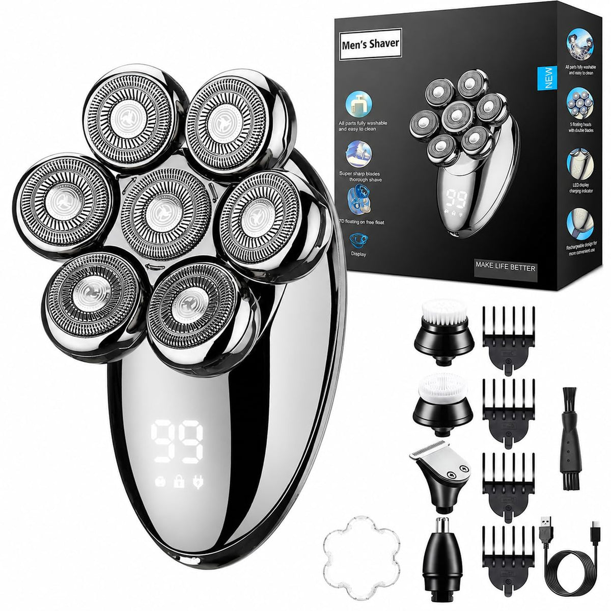Electric Shaver for Men 7D Rechargeable Wet Dry Electric - NEXOL Official Imagery - 2