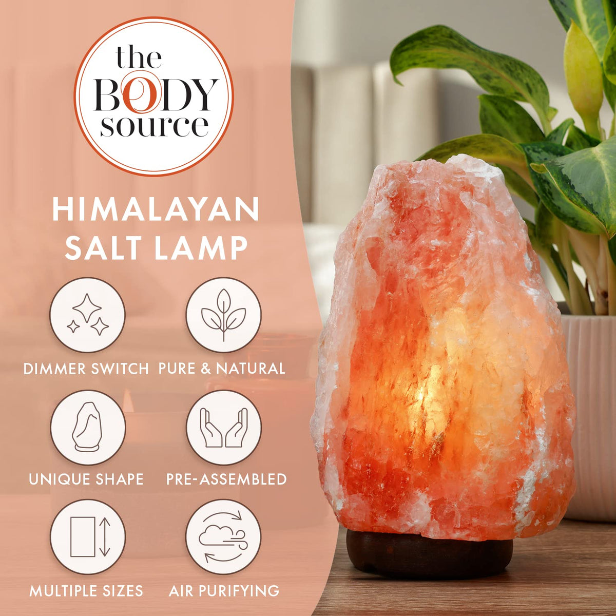 Himalayan Salt Lamp for Bedroom Large 8 10 Inch Pink Salt - The Body Source Official Imagery - 3
