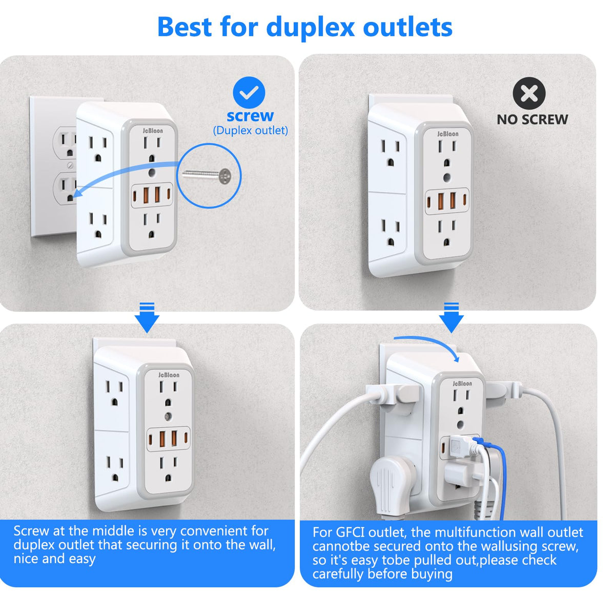 JcBlaon Outlet Extender Surge Protector – full view