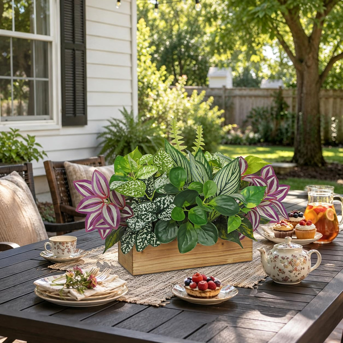 Artificial Mixed Greenery Arrangement Fake Plant Centerpiece - Villa Como Official Imagery - 7