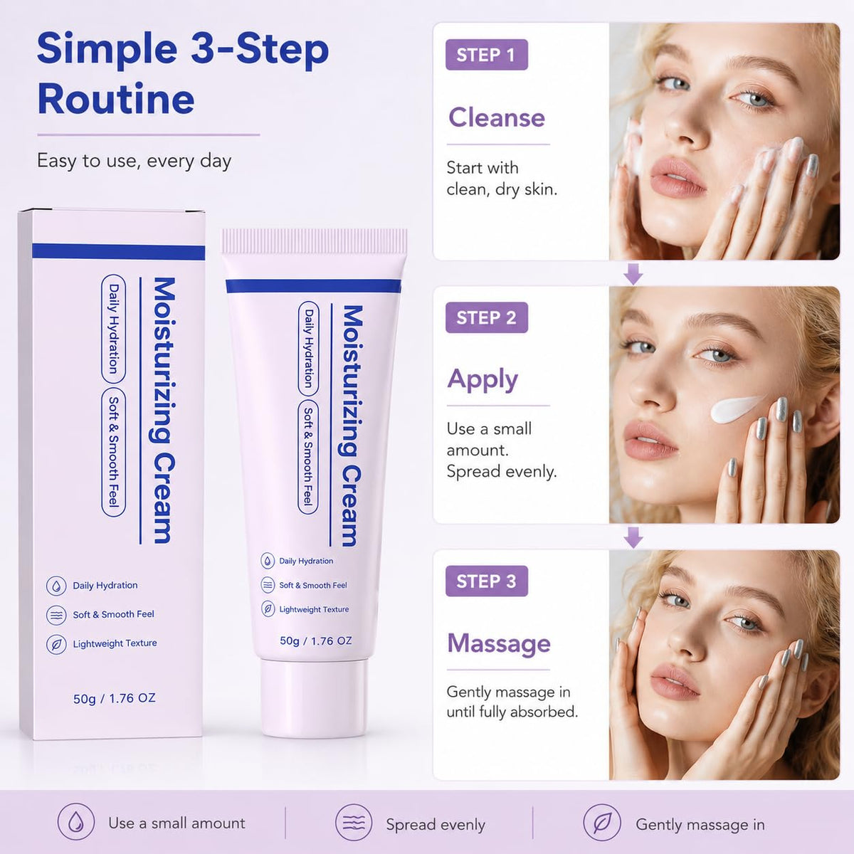 Lightweight Daily Facial Moisturizing Cream 4pack cream - Amavheaf Official Imagery - 7