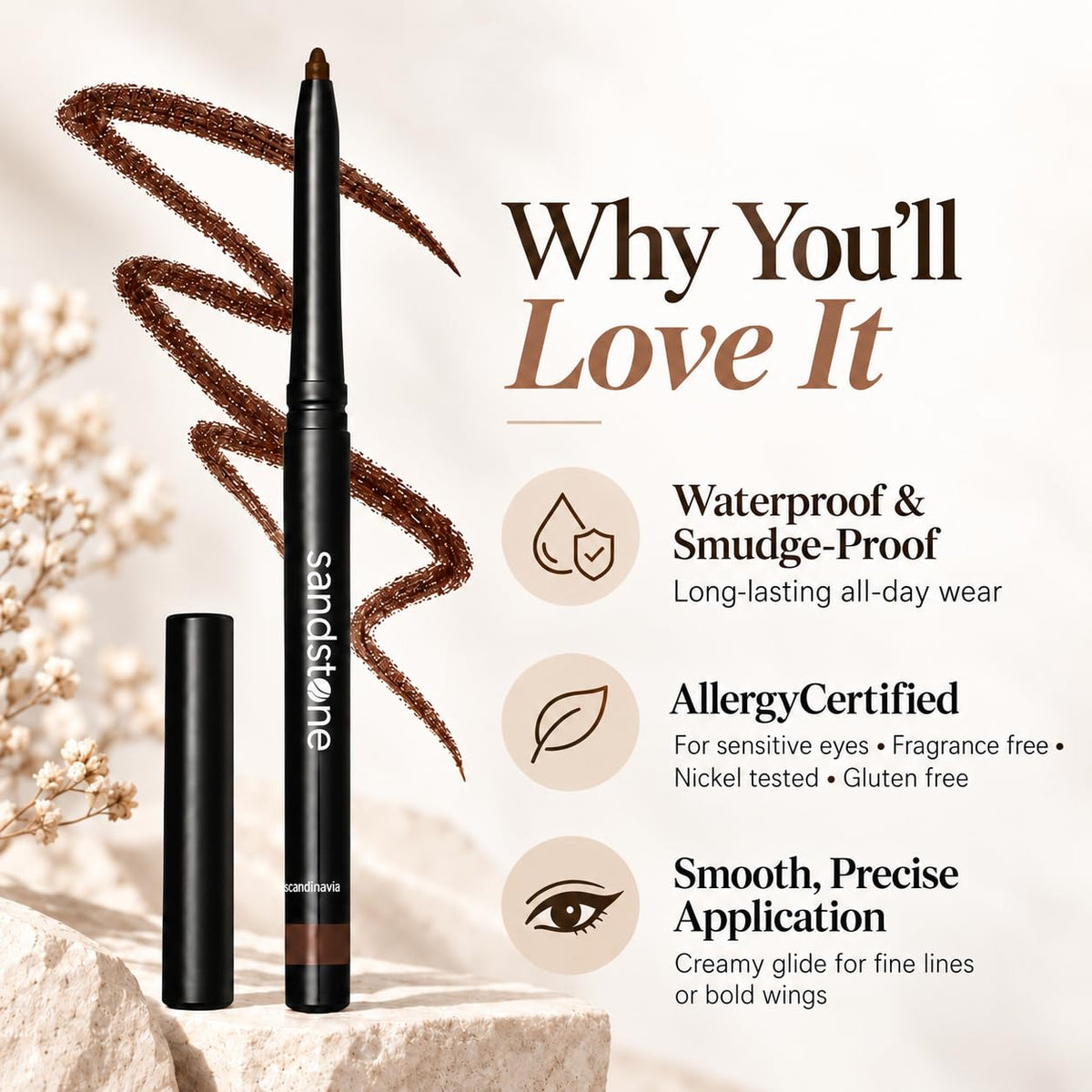 Sandstone Scandinavia Hypoallergenic Waterproof Eyeliner – full view