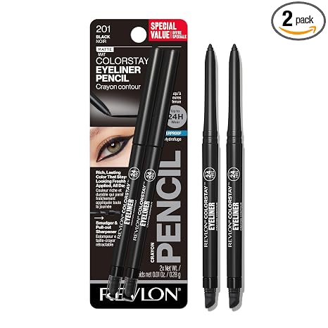 Revlon ColorStay Pencil Waterproof Eyeliner 201 Black 2 pack
