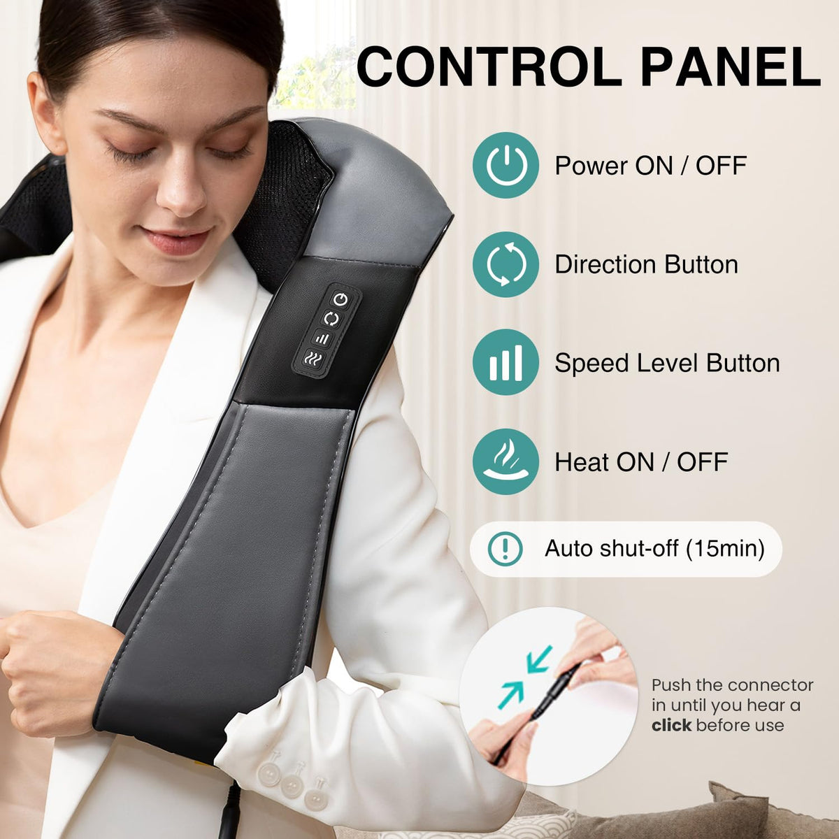 Nekteck Shiatsu Neck Massager with Heat for Pain Relief Gray – packaging and label