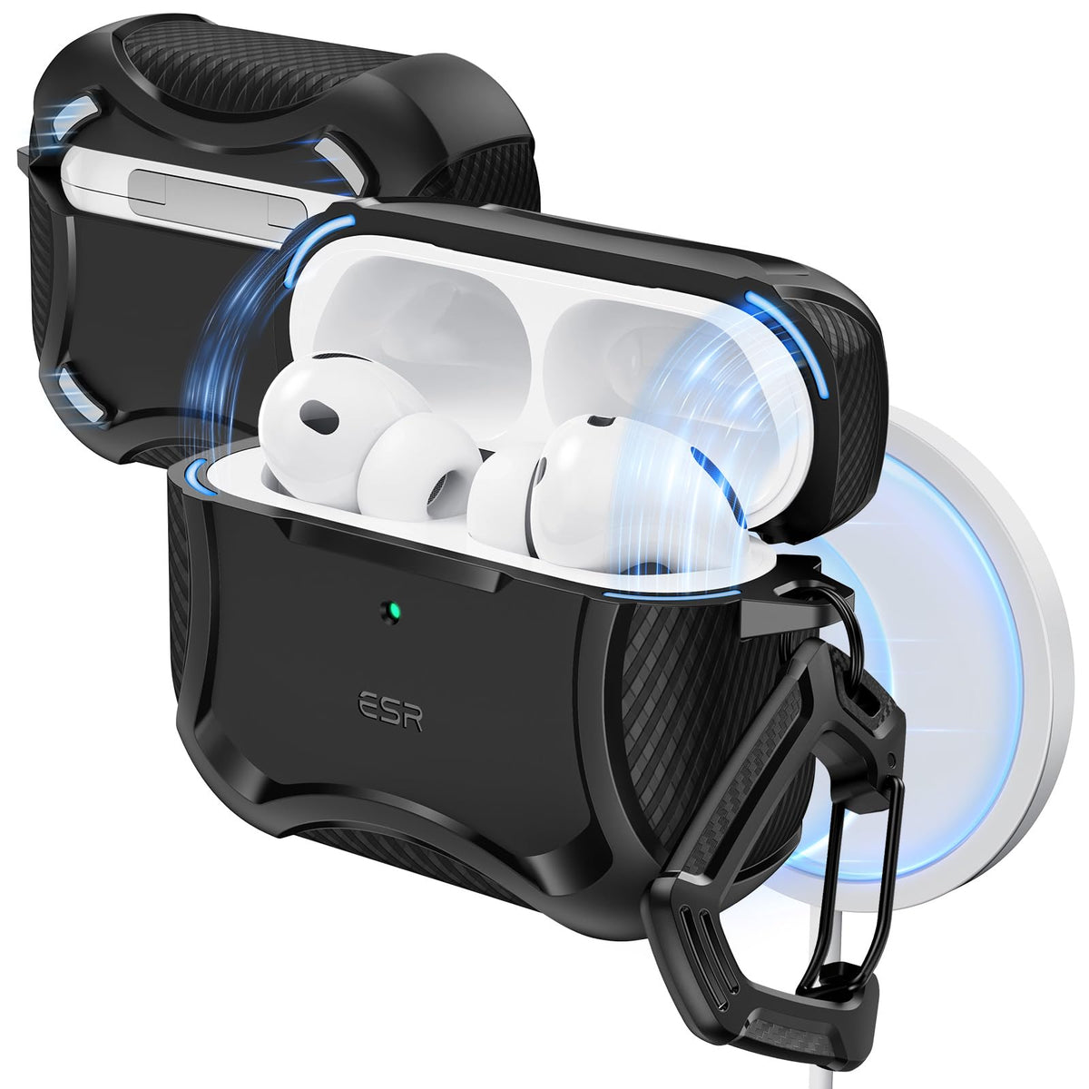 ESR for AirPods Pro 3 Case Magnetic Lid Cyber Tough Series – Black