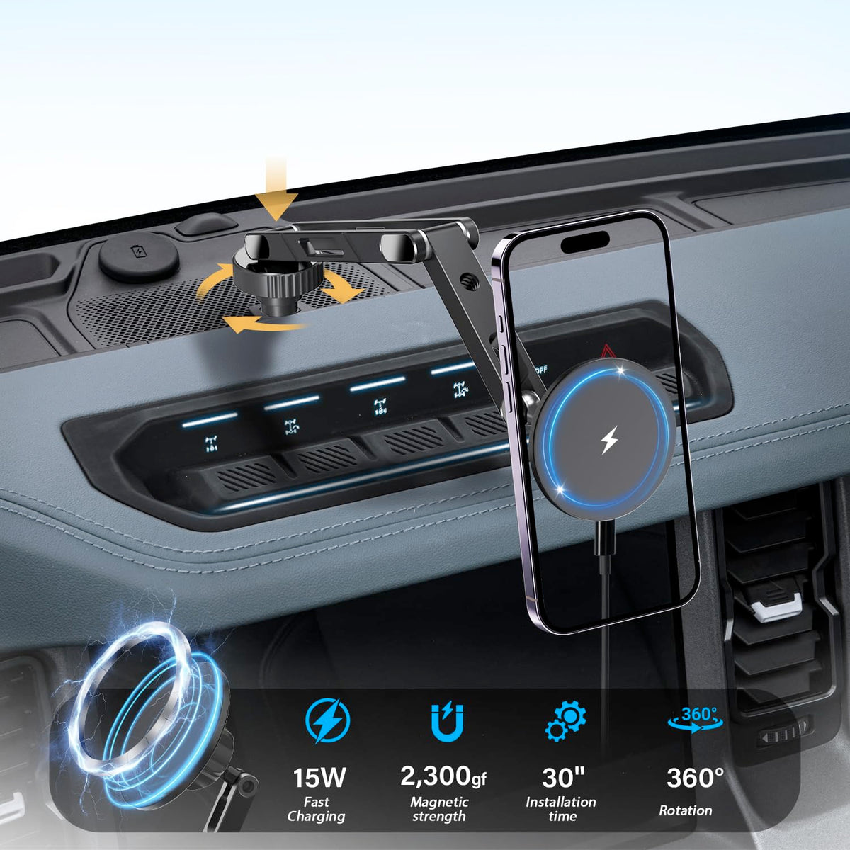 Wireless Charging Phone Mount for Ford Bronco 2021 2026 2 4 - ANKEWAY Official Imagery - 3