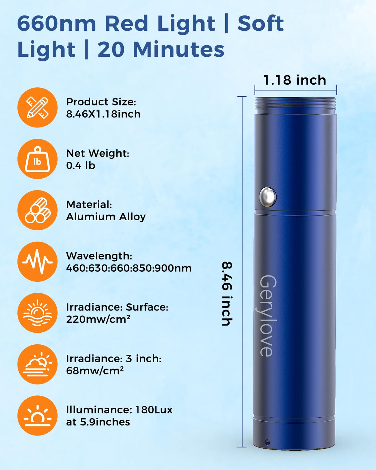Red Light Therapy Wand Rechargeable Portable Infrared Light - Gerylove Official Imagery - 6