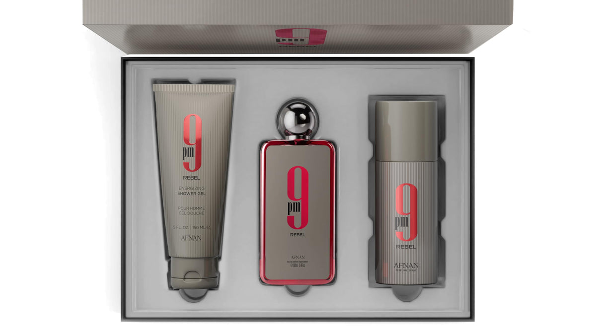 Afnan 9 PM Rebel Unisex Luxury Perfume Gift Set Eau De - Afnan Official Imagery - 4