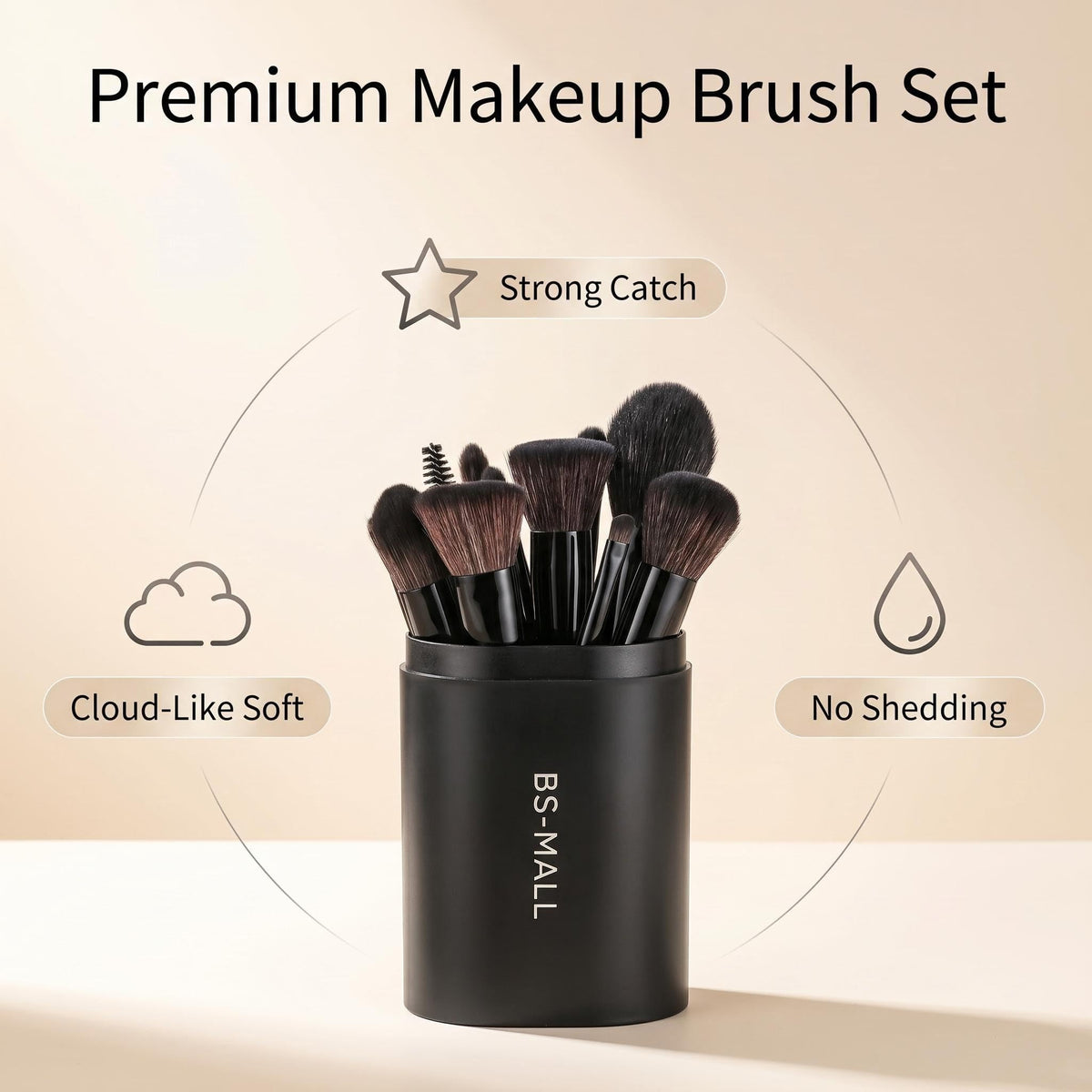 BS-MALL BS MALL Makeup Brush Set 18 Pcs Premium Synthetic Foundation – close-up detail