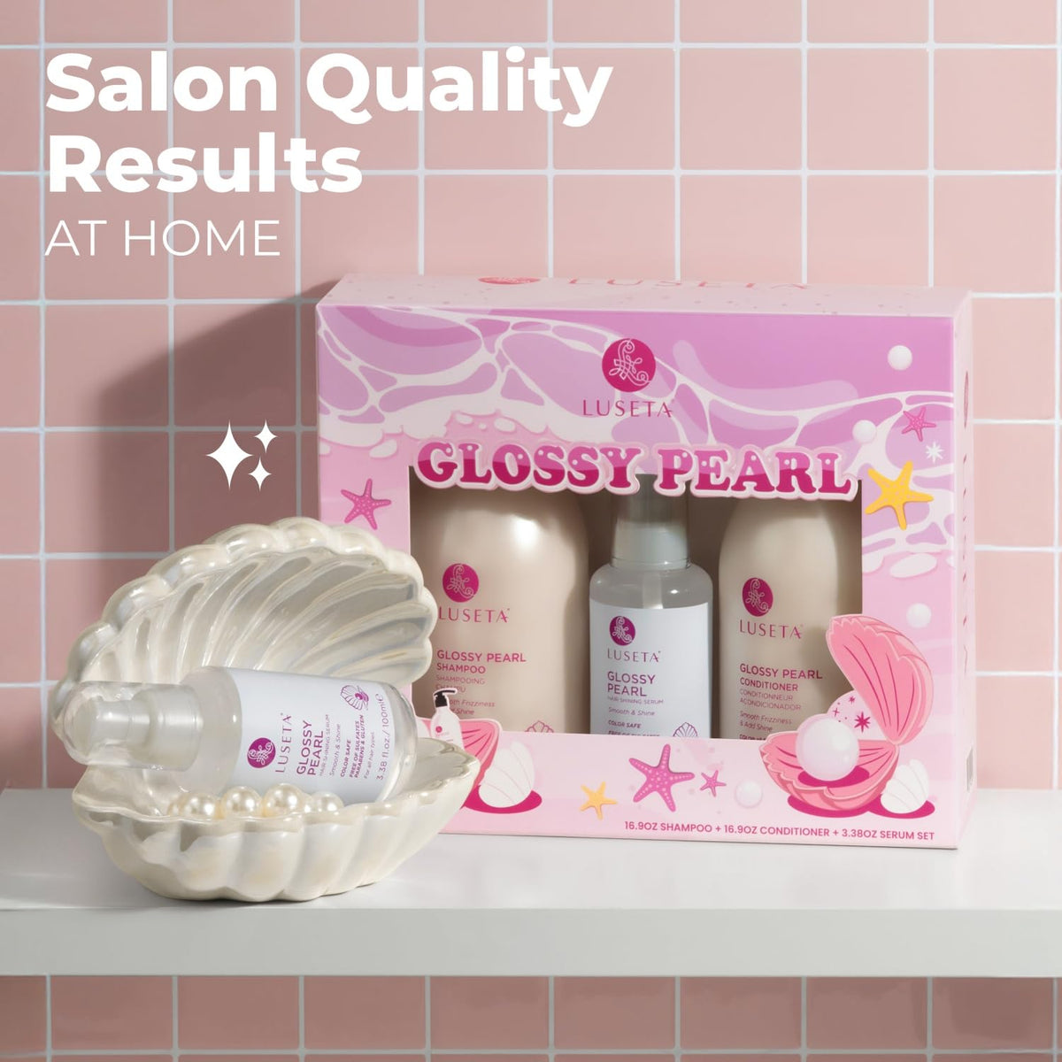 Luseta Glossy Pearl Hair Care Set Smooth Shine for Dull Hair - L LUSETA Official Imagery - 3