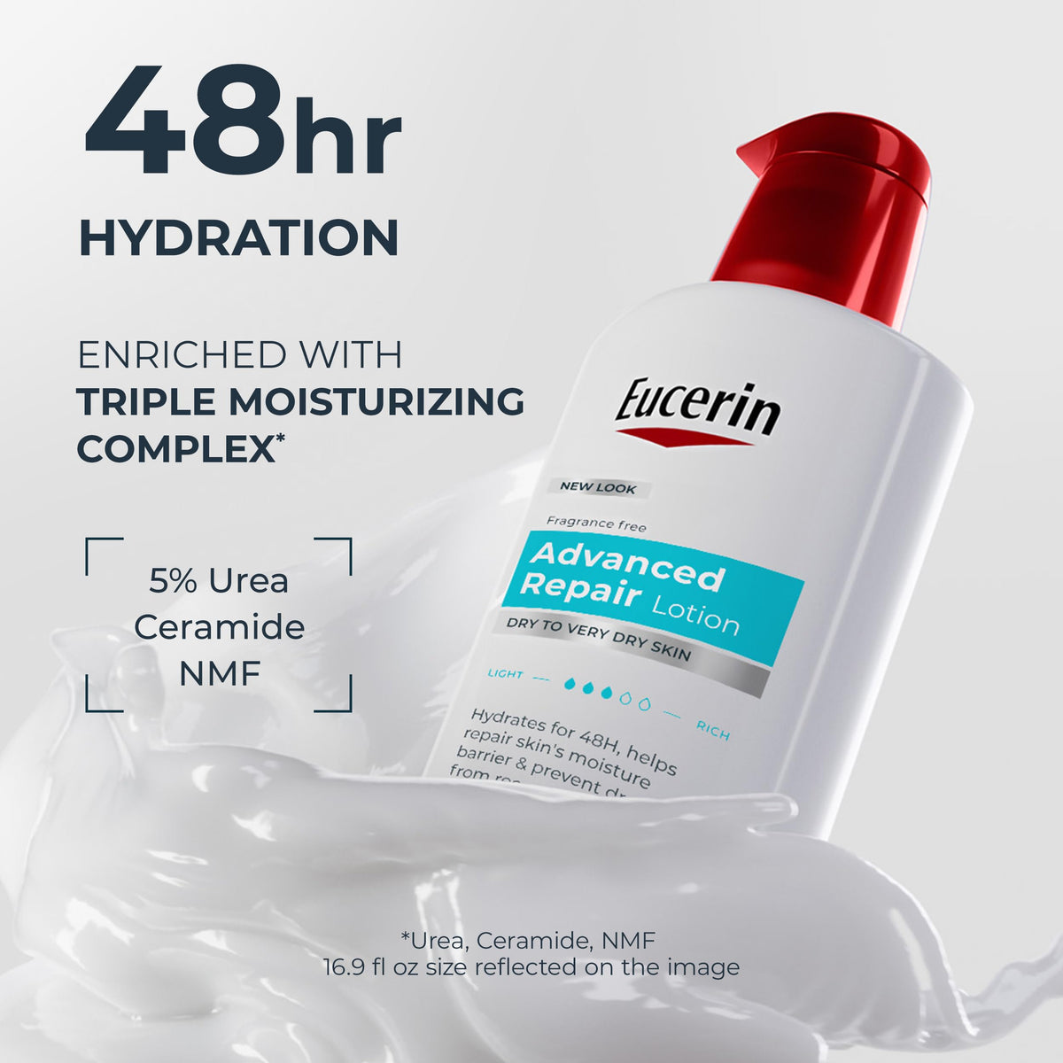 Eucerin Advanced Repair Lotion Urea Enriched 16 9 FL OZ – packaging and label