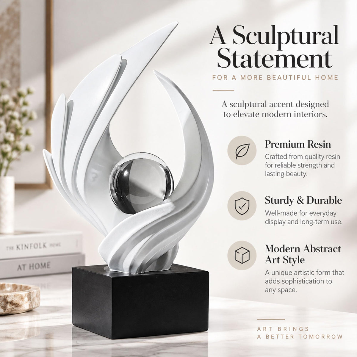 FJS Modern Abstract Sculpture for Coffee Table Living Room - FJS Official Imagery - 8