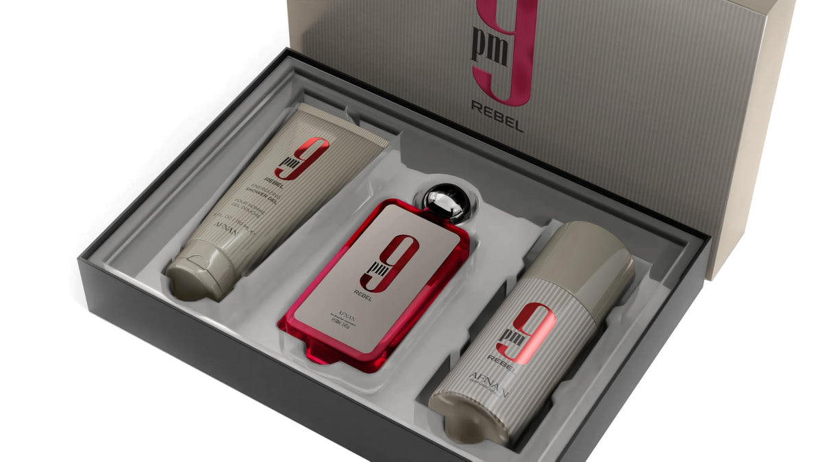 Afnan 9 PM Rebel Unisex Luxury Perfume Gift Set Eau De - Afnan Official Imagery - 3