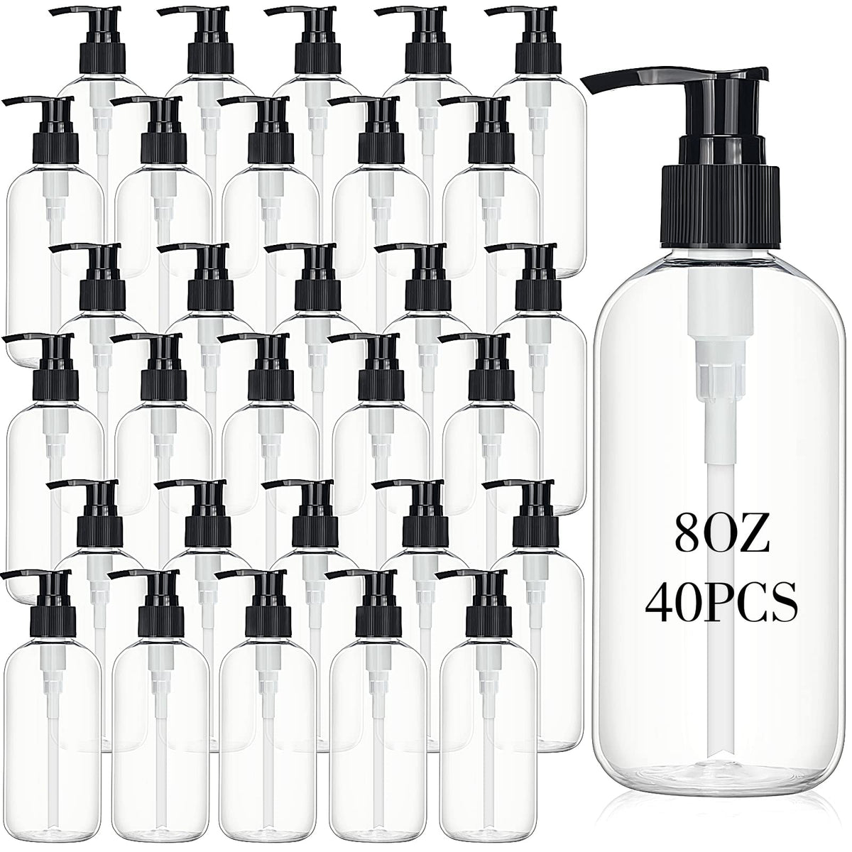 Norme 40 Pieces Empty Pump Bottle 8 oz Clear Refillable - Norme Official Imagery - 2