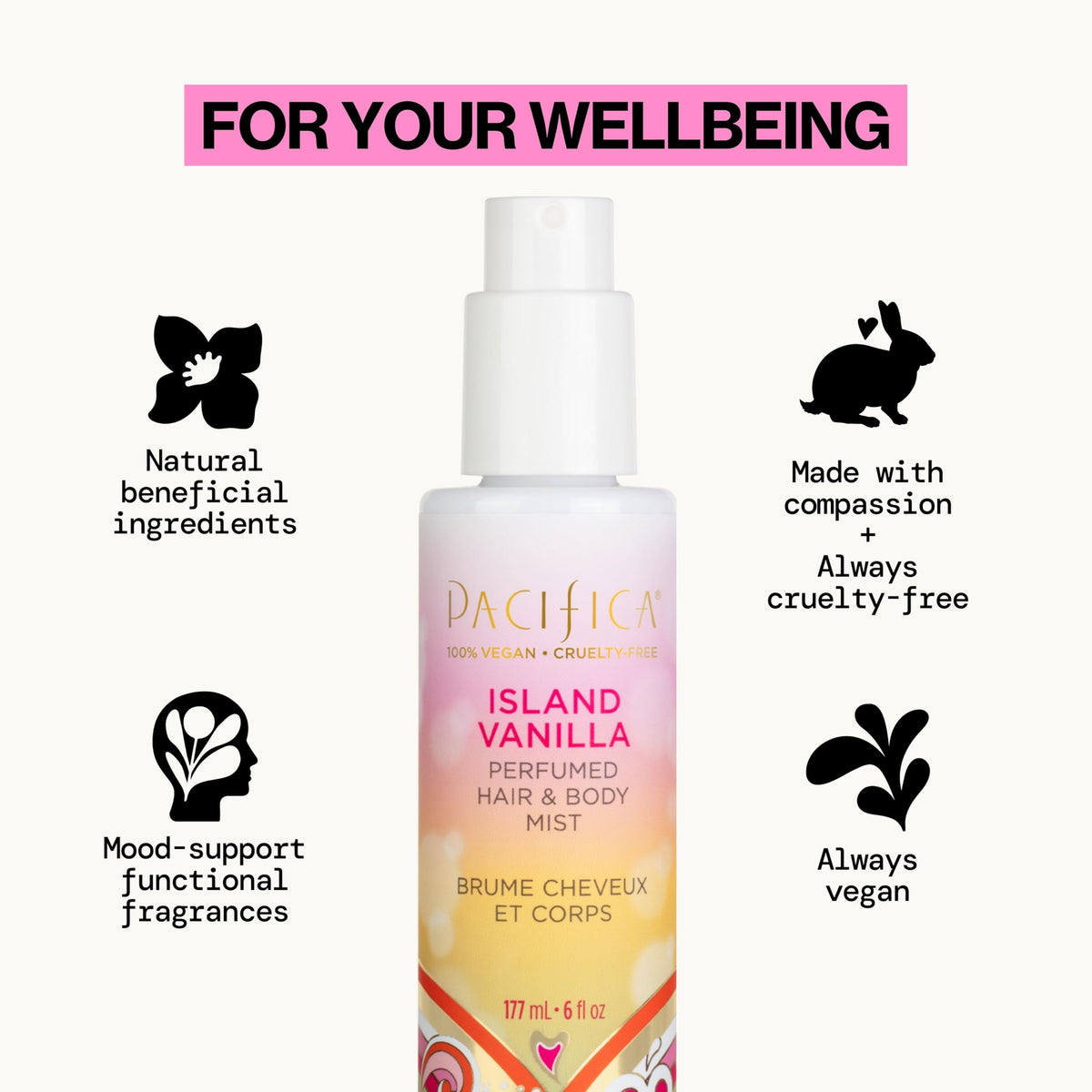 Pacifica Island Vanilla Hair Mist Perfume and Full Body – full view