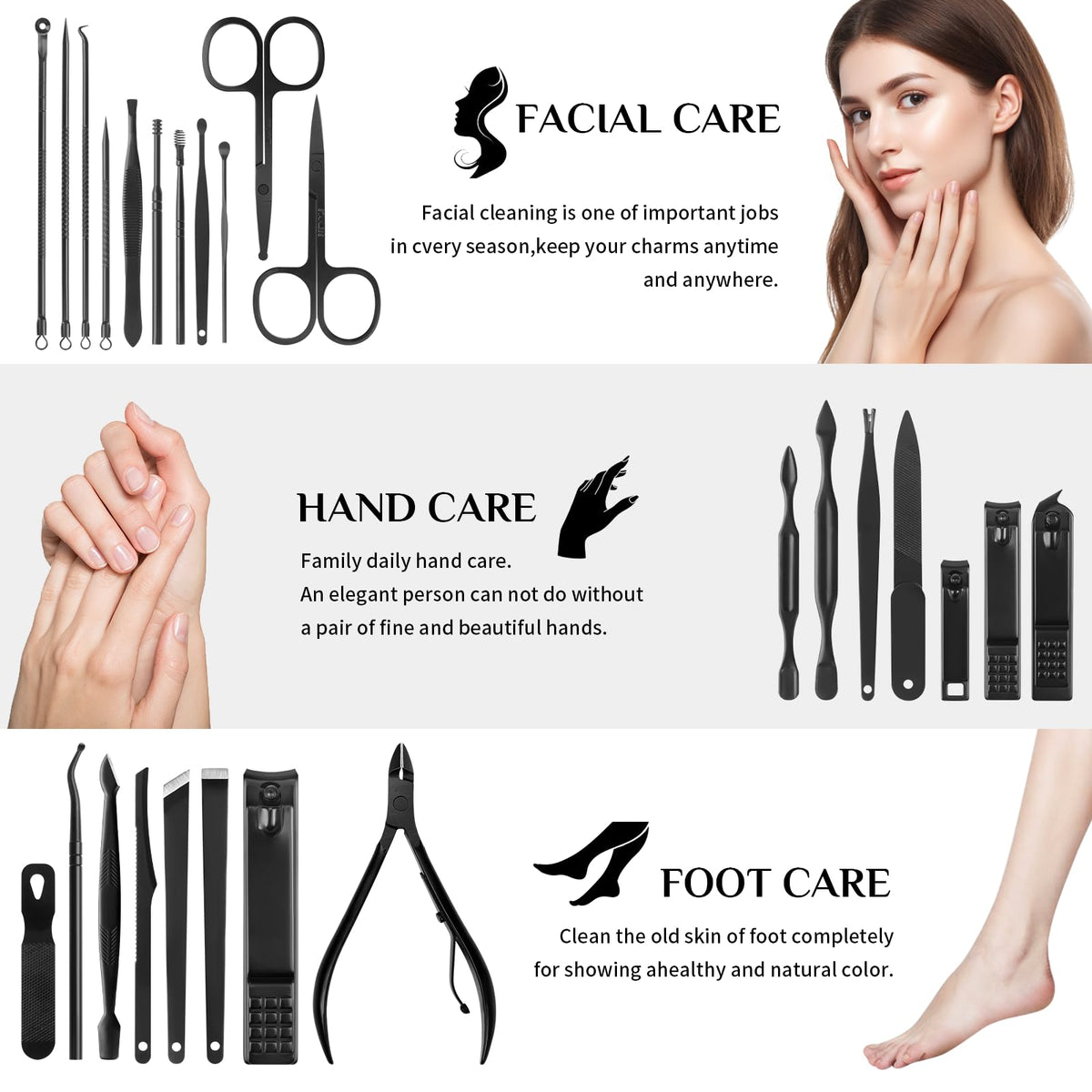 MINKINH Nail Clippers Set Manicure Pedicure Kit 26 Piece – packaging and label