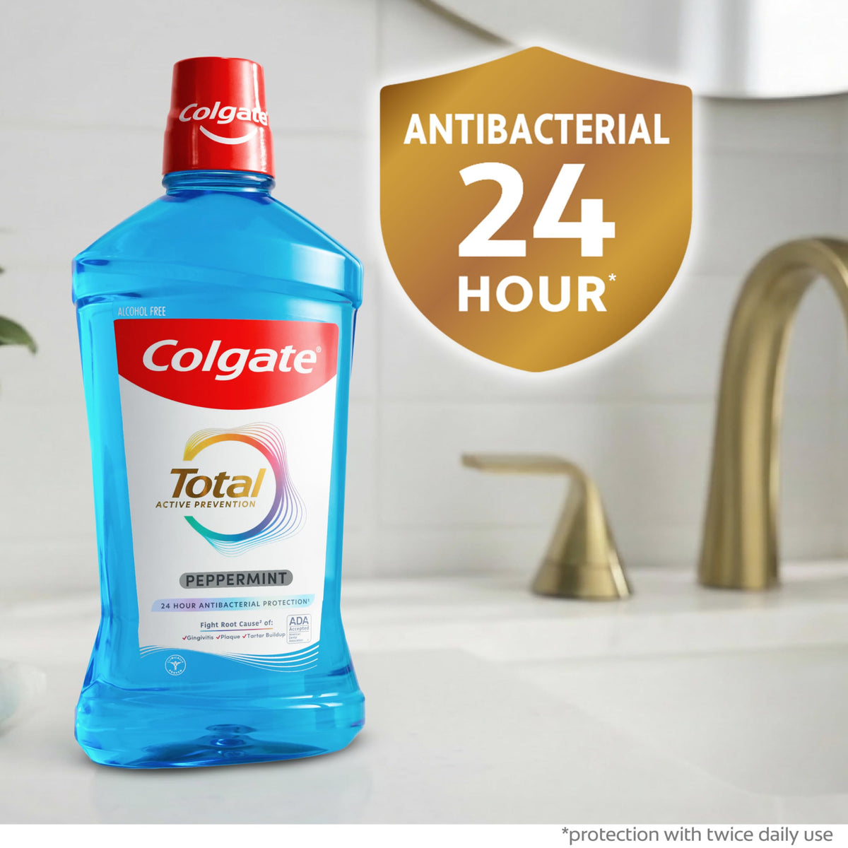 Colgate Total Alcohol Free Mouthwash Peppermint 3 Pack 33 8 – packaging and label