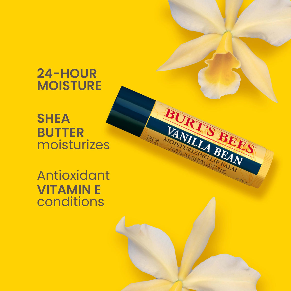 Burt's Bees Burt s Bees 100 Natural Moisturizing Lip Balm Vanilla Bean – close-up detail