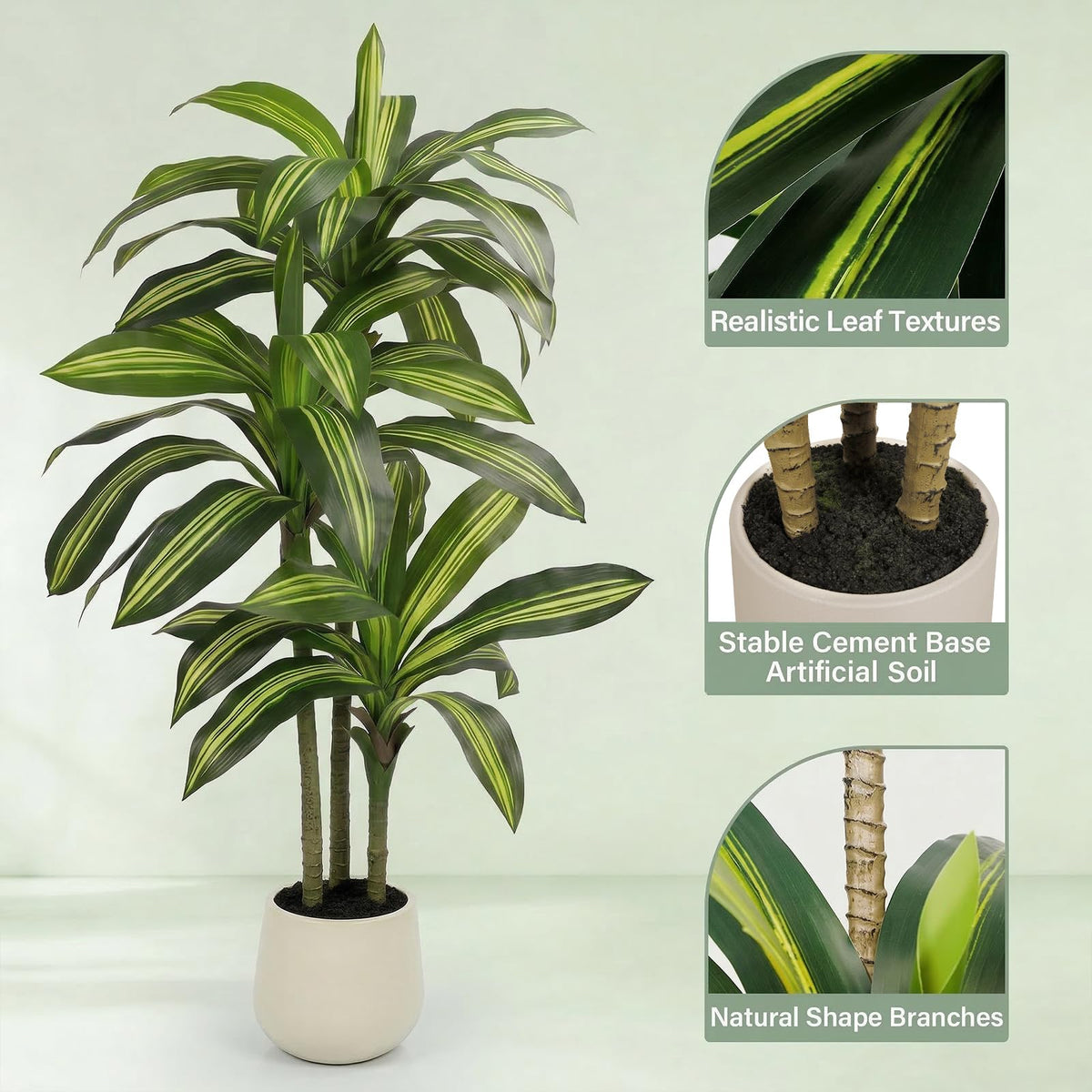 5FT Artificial Tree Dracaena Plant in Decorative Pot - TIMBERHIDE Official Imagery - 5