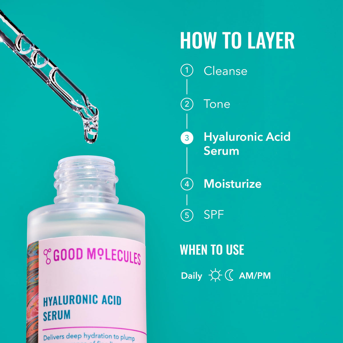 Good Molecules Hyaluronic Acid Serum for Face Hydrating – back view and specifications