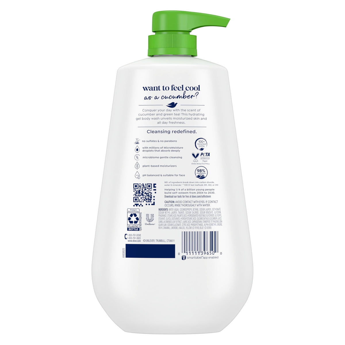 Dove Body Wash Body Wash Refresh Cucumber Green Tea 30 6 oz – close-up detail