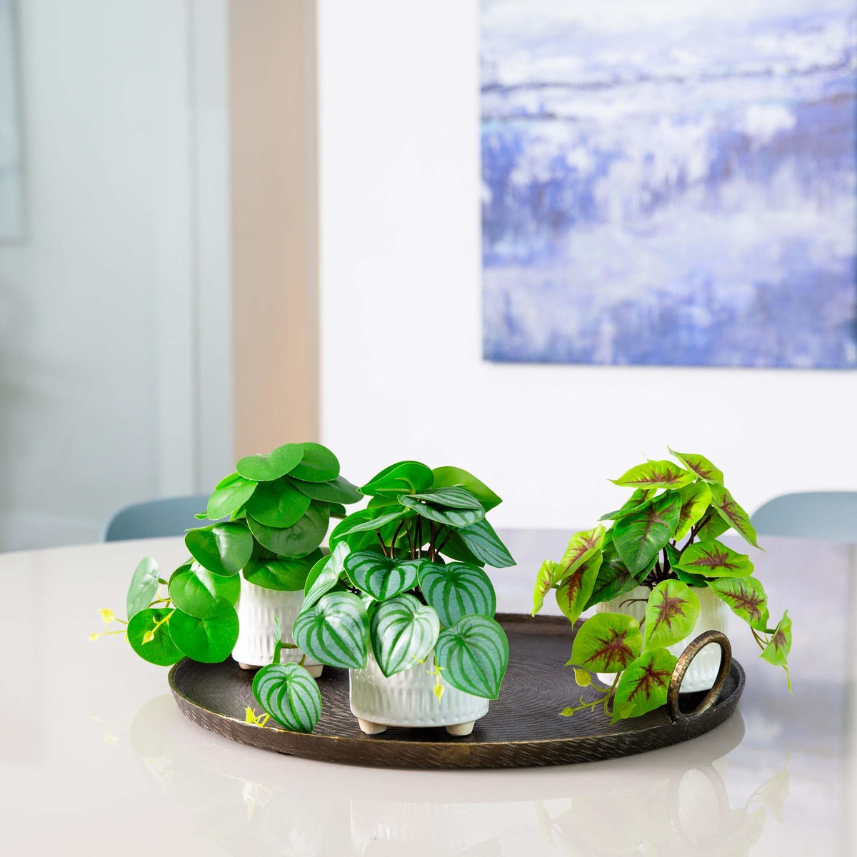 Nearly Natural 8in Artificial Mixed Greens in Ceramic - Nearly Natural Official Imagery - 8