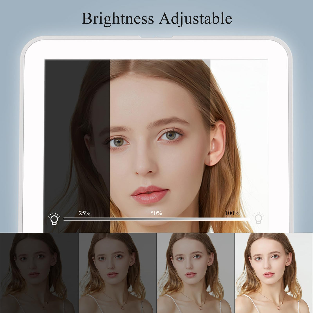 FUNTOUCH Rechargeable Travel Makeup Mirror with 72 Led – full view