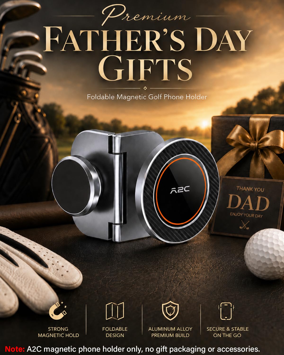 A2C Original Fold Magnet Golf Cart Phone Holder with - A2C Official Imagery - 6