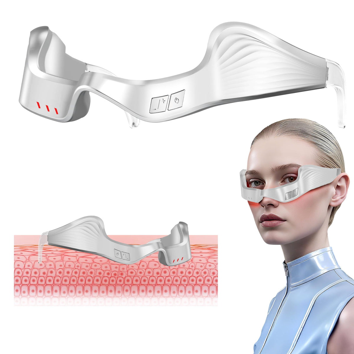 Under Eye Red Light Therapy Glasses Device 650nm Eye Mask - SimpMelts Official Imagery - 1