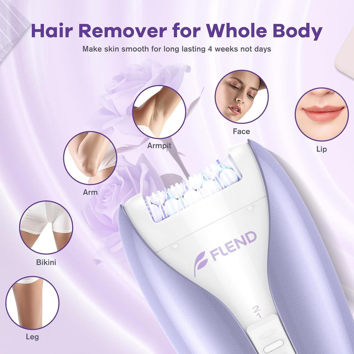 Silent Epilator for Women 2 Speed Facial Body Hair Remover - Bubbacare Official Imagery - 3
