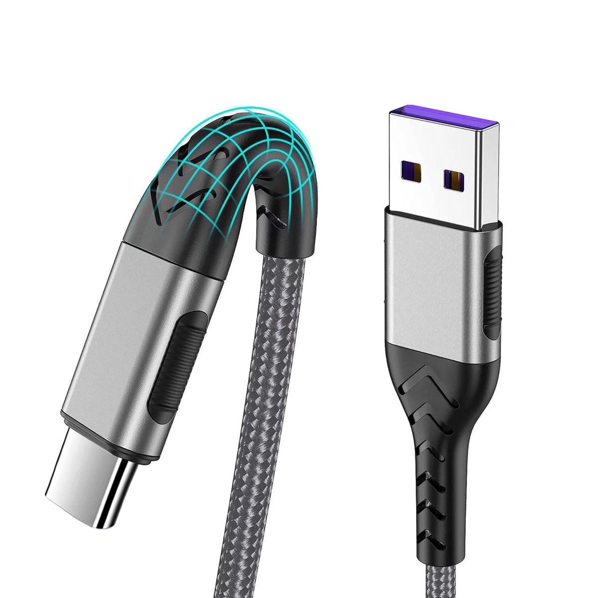 Durcord USB C Cable Upgraded 2Pack 10ft Fast USB Type C Charging – Silver, Nylon