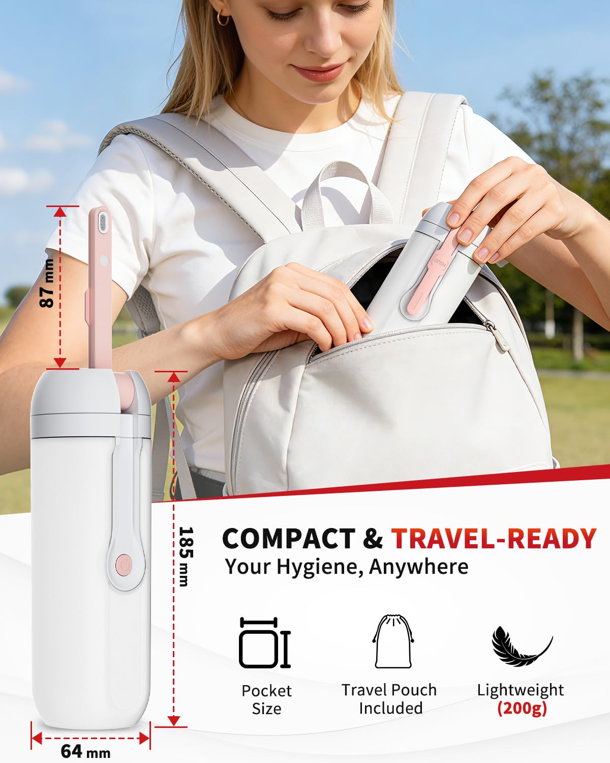 Rainsworth Portable Electric Bidet 350ml for Travel Personal - Rainsworth Official Imagery - 6
