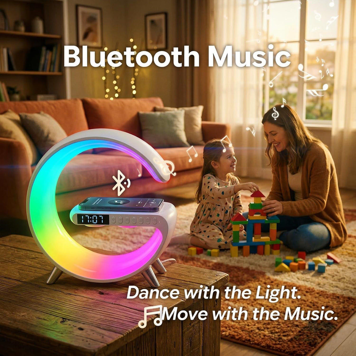 Smart LED Table Lamp 4 in 1 Wireless Charger with Speaker - VDZZ Official Imagery - 3
