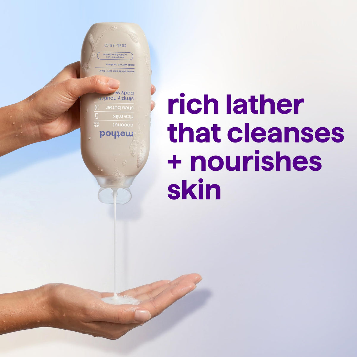 method Body Wash Simply Nourish 18 fl oz – back view and specifications